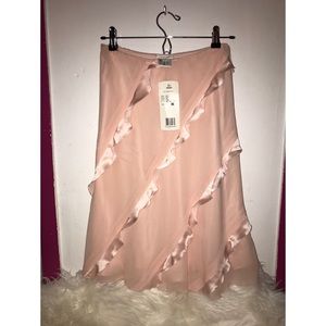 Blush flowy silk ruffle skirt